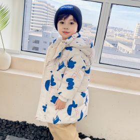 New Style Children's Down Jacket Middle Long Cute Thickened Cotton (Option: Moon beige-120cm)