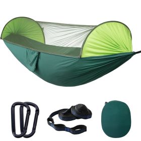 Camping Outdoor Automatic Speed Open Hammock Mosquito Net (Color: green)