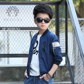 Boy's  Autumn Korean Version Medium And Big Children's Short Jacket (Option: Navy Blue-120cm)