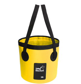 Portable Travel Bag Fishing Bucket Folding Bucket Bag Outdoor Convenient Travel Car Wash Bucket Outdoor Waterproof Bag (Option: yellow-12L)