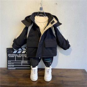 Boy Foreign-style Baby Winter Camouflage Padded Jacket (Option: Black-140yards)