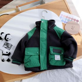 Children's Polar Fleece And Fleece Thickened Coat (Option: Black-90cm)