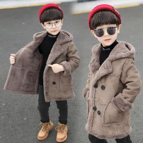 Fashion Boys' Suede Padded Trench Coat (Option: Camel-90cm)