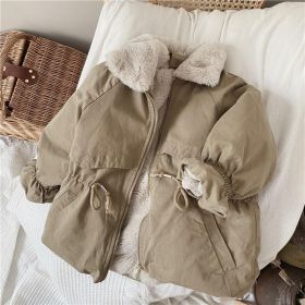 Children's Cashmere Padded Suit Thickened Pie Overcome (Option: Khaki-80)