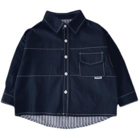 Baby Boy's Long Sleeve Shirt (Option: Splicing-90cm)