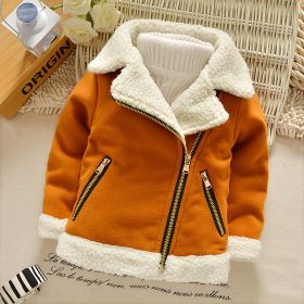 Children's Thickened Fleece Wool Top Lamb Wool Coat (Option: Orange-80cm)