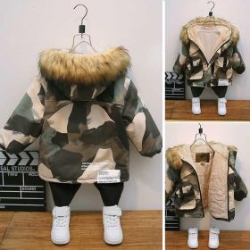 Boy Foreign-style Baby Winter Camouflage Padded Jacket (Option: Green-140yards)