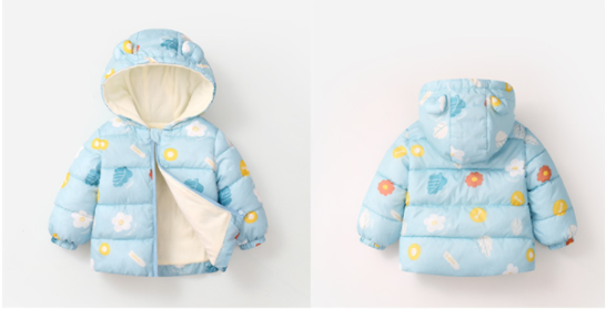 Off-season New Autumn And Winter Children's Light Hooded BabyCotton Jacket (Option: Blue-90cm)