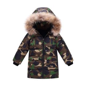 Children's Down And Wadded Jacket Camouflage Fur Collar Detachable Thickened Warm (Option: Camouflage-110cm)