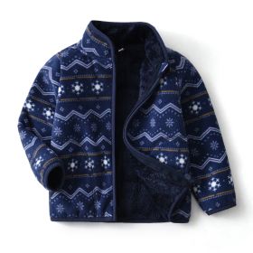 Simple Cartoon Print Boy Padded Jacket (Option: Navy Blue-130cm)