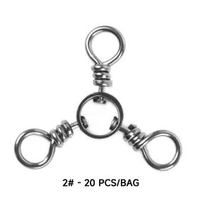 20pcs/bag Fishing 3 Way Swivel Fishing Tackle For Catfish Rig Trolling Line Stainless Steel Black Nickel Tri Swivels Saltwater Freshwater (size: 2#-20pcs)