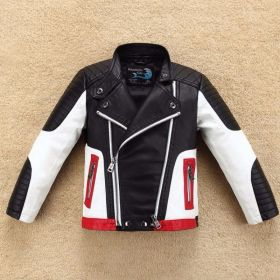 Boy's Thickened Leather Jacket Is Handsome (Option: Black-13to14 yards 160cm)