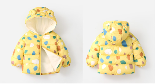 Off-season New Autumn And Winter Children's Light Hooded BabyCotton Jacket (Option: Yellow-90cm)