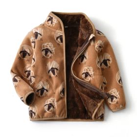 Simple Cartoon Print Boy Padded Jacket (Option: Brown-150cm)