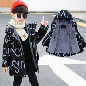 Children's Thick Padded Korean Winter Coat (Option: Black-160cm)