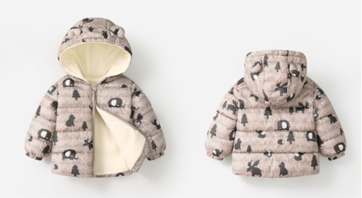 Off-season New Autumn And Winter Children's Light Hooded BabyCotton Jacket (Option: Hemp color-90cm)